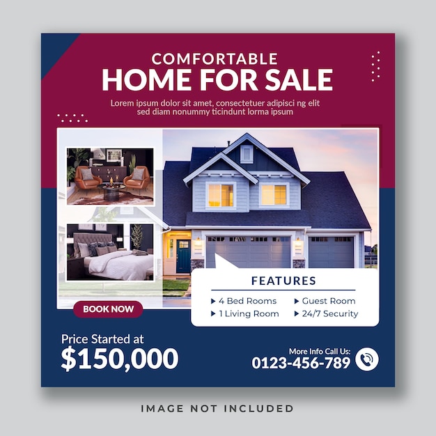 PSD home for sale social media post template