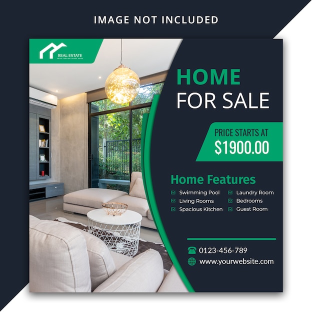 PSD home for sale social media template design