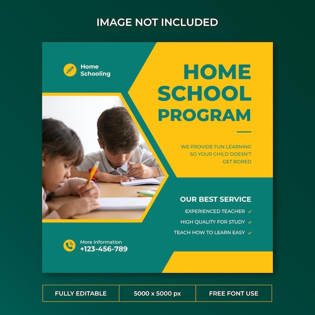 Home schooling instagram post social media template