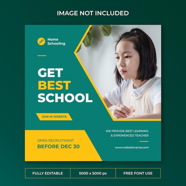 Home schooling instagram post social media template