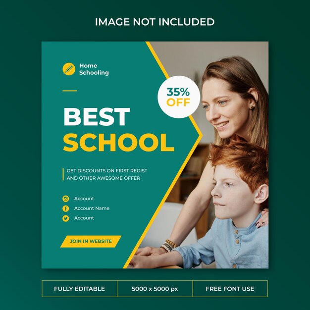 Home schooling instagram post social media template