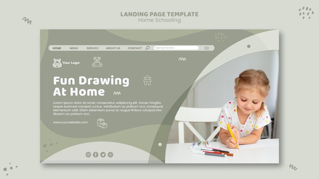 PSD home schooling landing page template