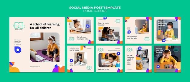 PSD Посты в социальных сетях о домашнем обучении