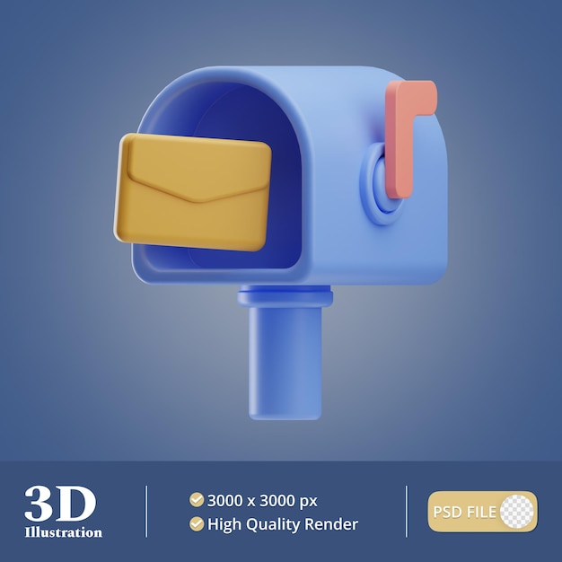 PSD home screen mail box illustration 3d