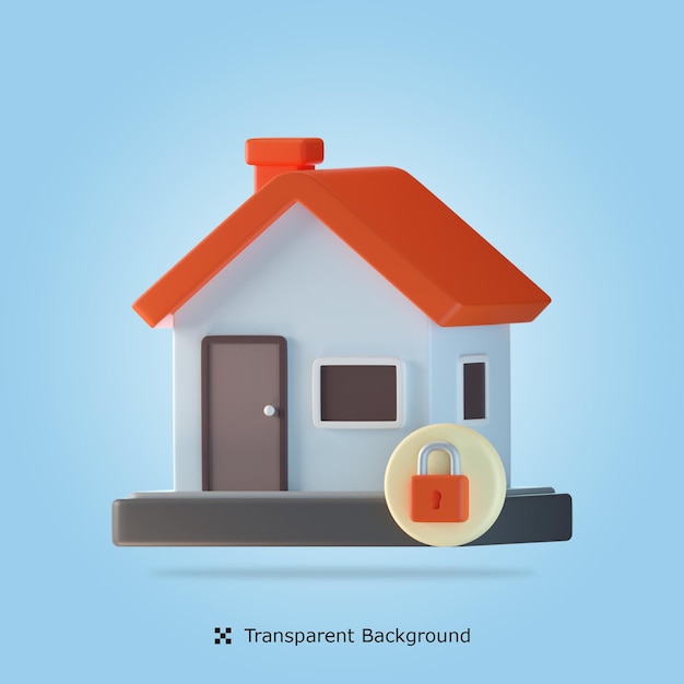 PSD home scurity 3d icon illustration