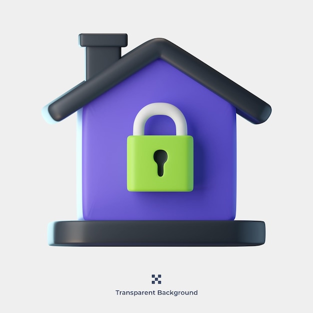 Home security 3d icon illustration