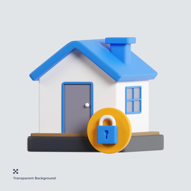 PSD home security 3d icon illustration