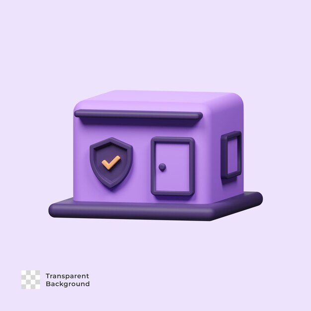 Home security 3d icon illustration