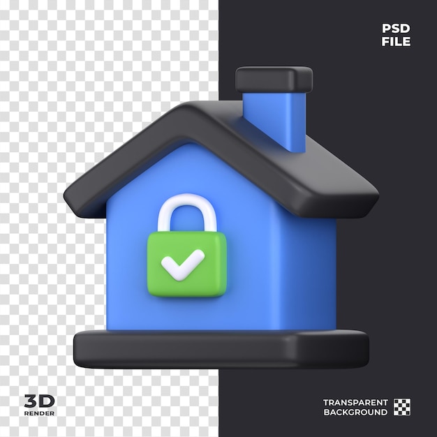 PSD 홈 보안 3d 아이콘은 사이버 보안 테마에 완벽합니다.