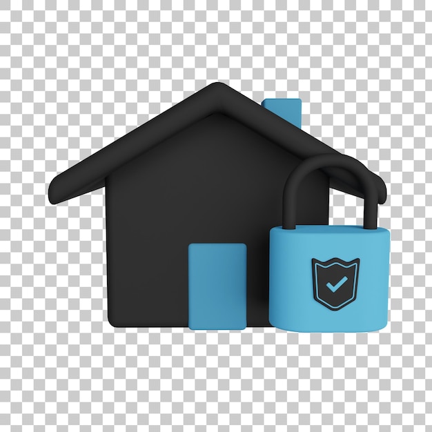 PSD home security 3d illustration