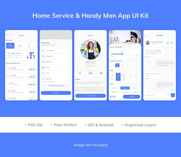 Kit interfaccia utente dell'app handy man per servizi a domicilio