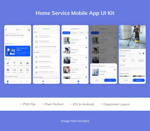 Home Service Zestaw Ui Aplikacji Mobilnej