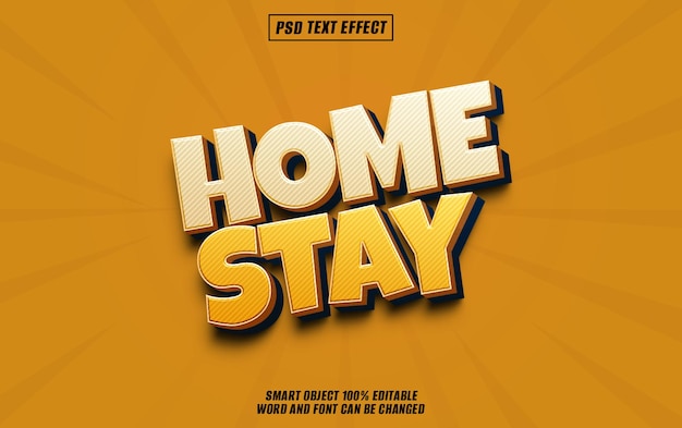 home stay text effect font editable typography 3d text