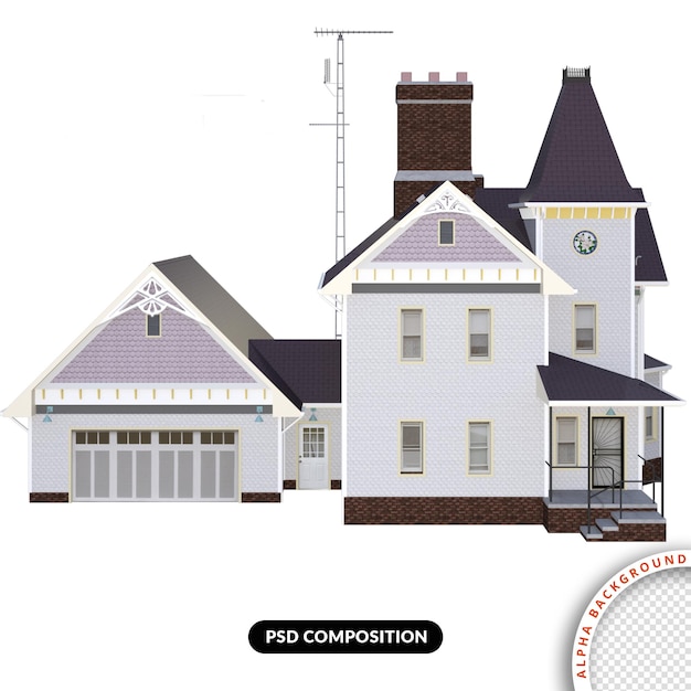 PSD 홈 스위트 홈 3d 격리 된 렌더링 프리미엄 psd