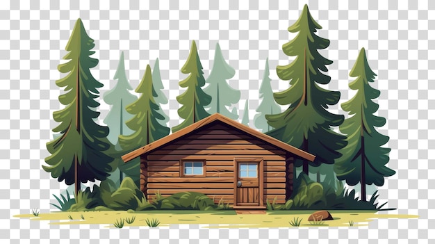 PSD home with trees isolated on transparent background vector illustration