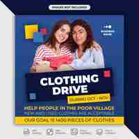 PSD homeless clothing drive post template for social media