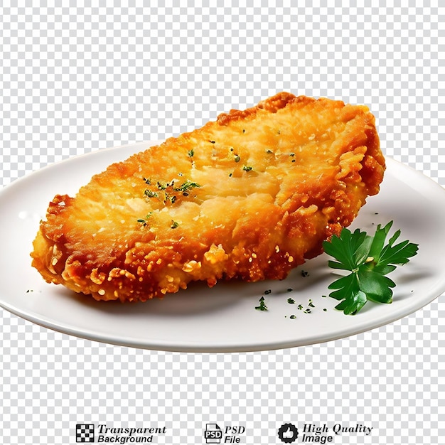 PSD homemade breaded chicken schnitzel isolated on transparent background