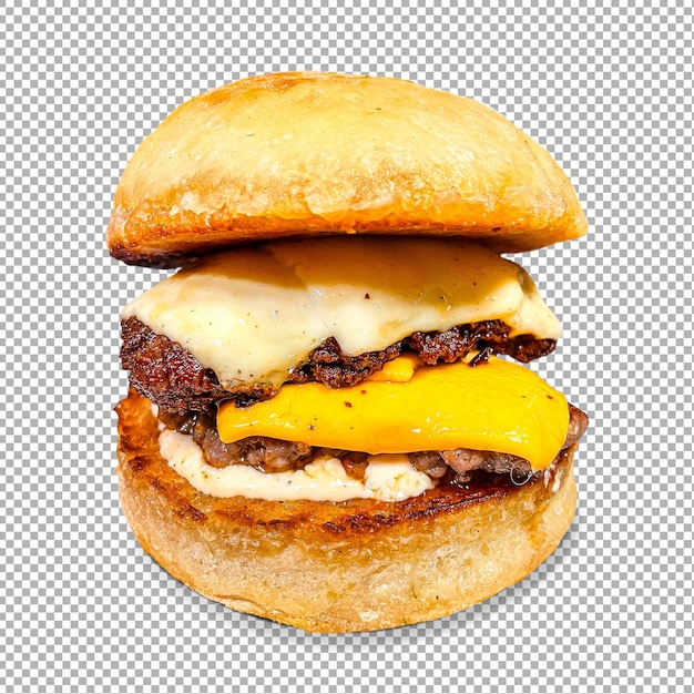 Cheeseburger casalingo in stile artigianale isolato