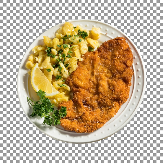 homemade german pork and a lemon on transparent background