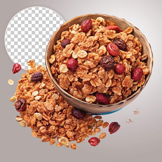 Homemade granola on transparent background