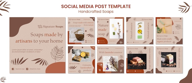 Homemade soap social media posts template