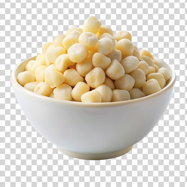 PSD hominy on white bowl isolated on transparent background