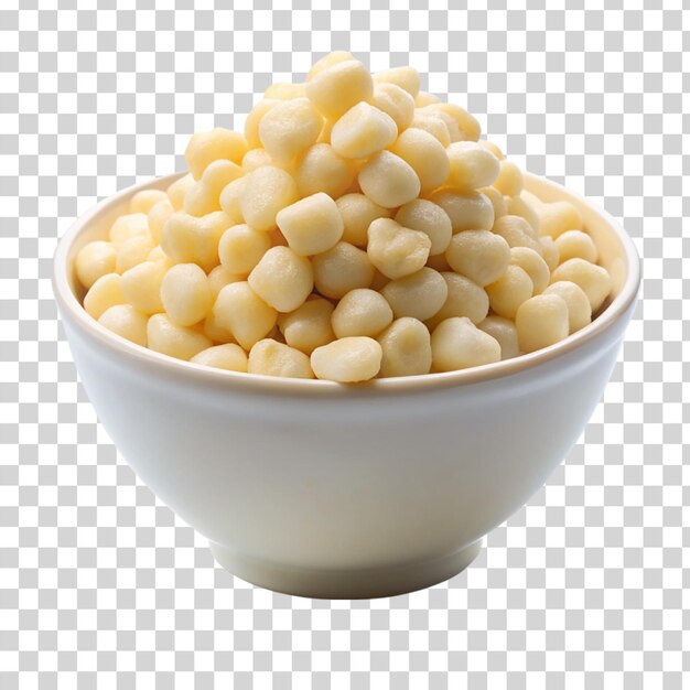 PSD hominy on white bowl isolated on transparent background