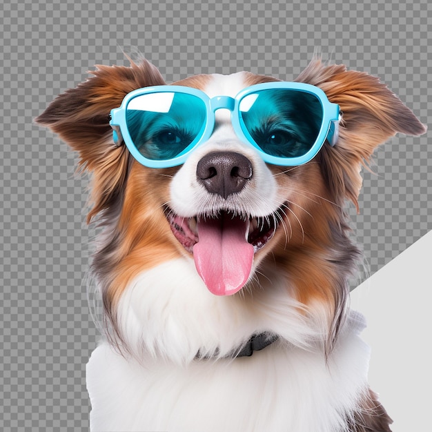 PSD hond met een koele zomerbril png geïsoleerd op een doorzichtige achtergrond
