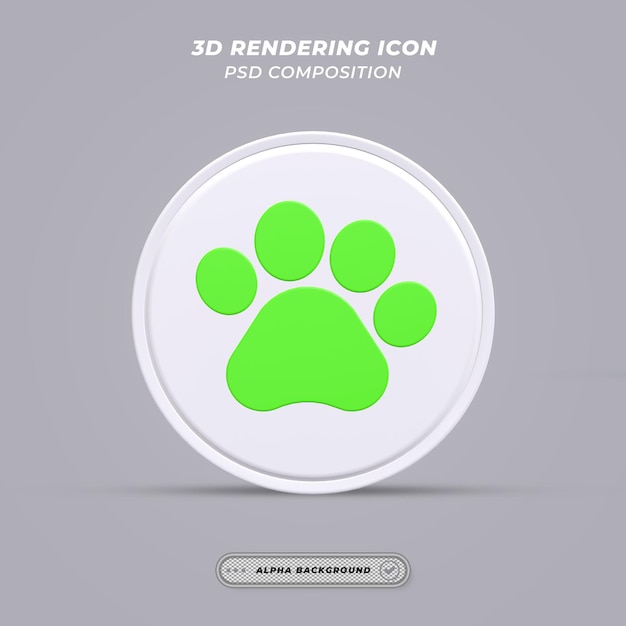 Hondenpootpictogram in 3d-rendering