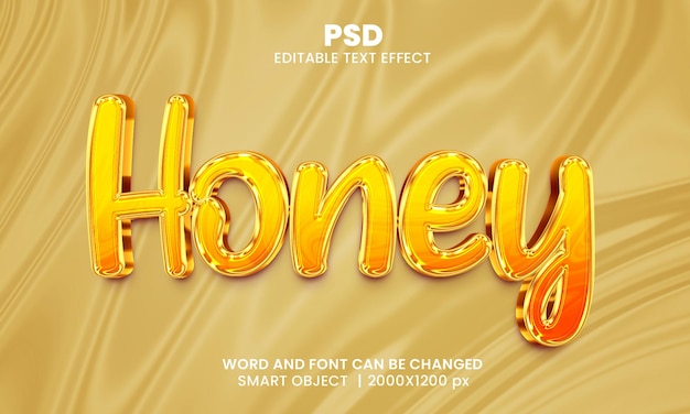 honey 3d editable text effect premium psd with background