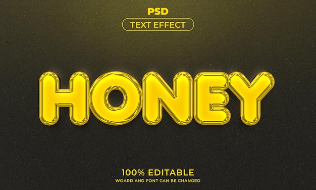 PSD Медовый 3d редактируемый текстовый эффект premium psd с фоном