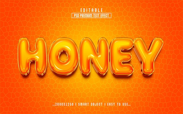 Honey 3d редактируемый шаблон стиля текстового эффекта