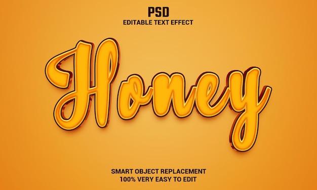 PSD honey 3d editable text effect with background premium psd