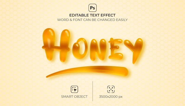 Honey 3d liquid editable text effect premium psd with background