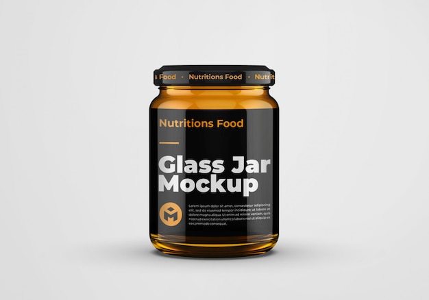 PSD honey amber glass jar mockup design