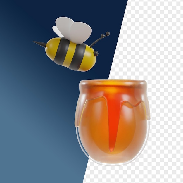 PSD 3d-иконы honey и bee отображают клипарт для иллюстрации или кнопок целевой страницы ui ux