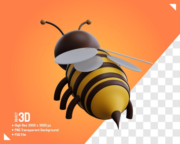 PSD honey bee realistic 3d icon illustration