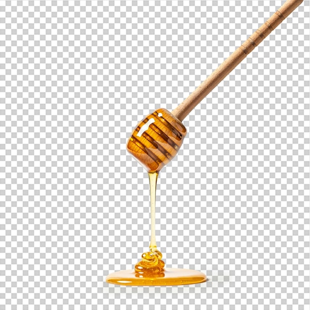 a honey dripping from a wooden stick isolated on transparent background