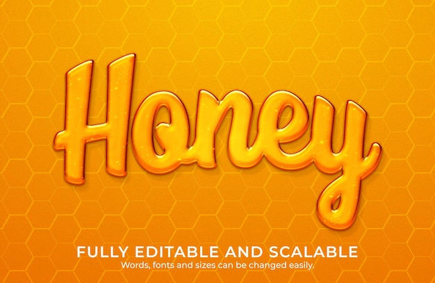 PSD honey editable 3d text effects template