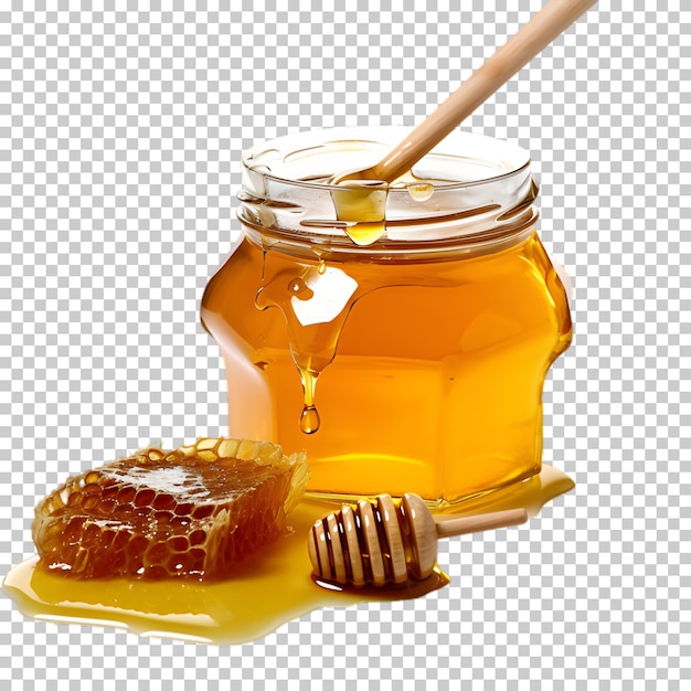 PSD 透明な背景のハチミツのイラストに隔離されたハチミツの瓶