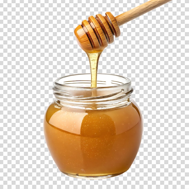 honey in a jar isolated on transparent background