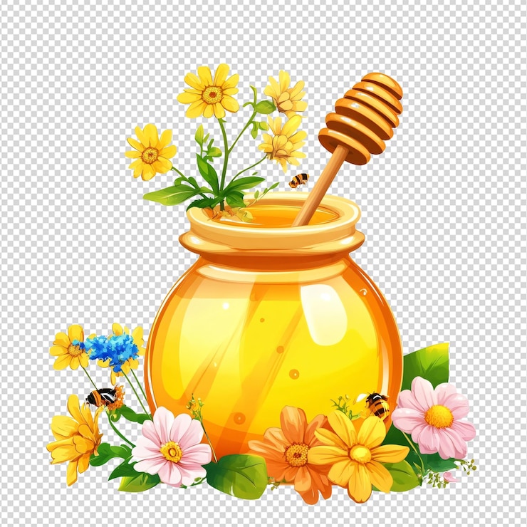 PSD honey pot with flowers