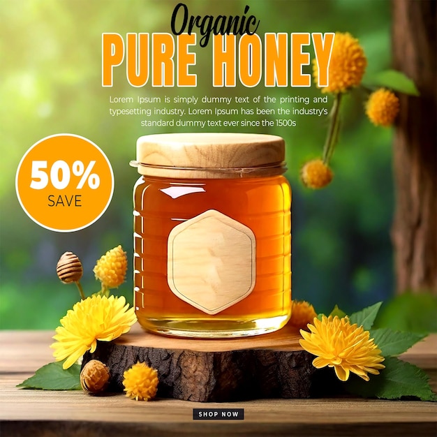 PSD honey sale banner or social media post template