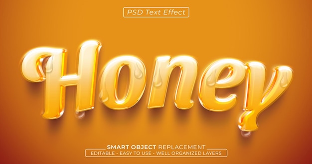 PSD honey text glossy editable 3d style text effect