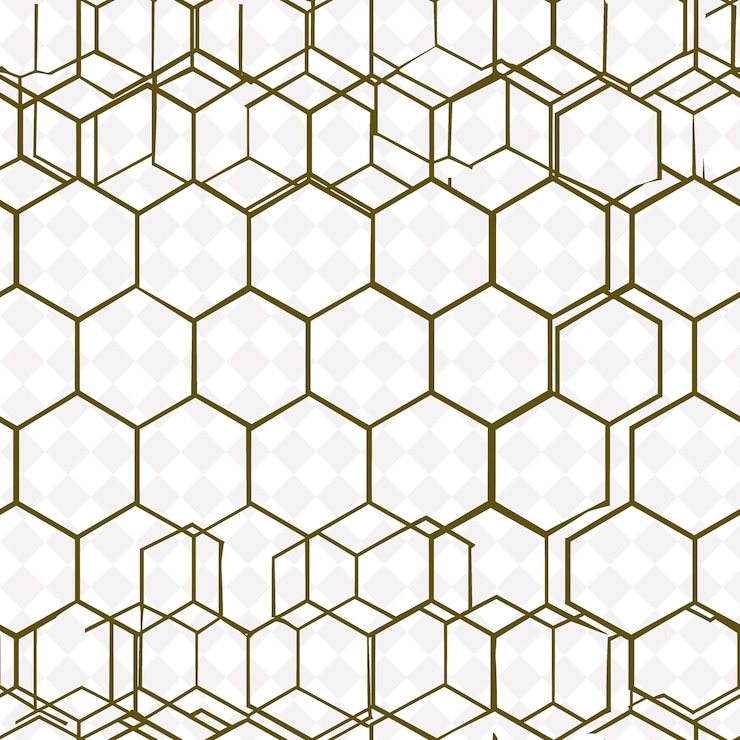 PSD honeycomb hexagonal pattern with hexagon icon and interconne abstract natural pattern vector design