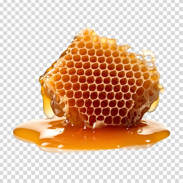 honeycomb and honey dropping isolated on transparent background