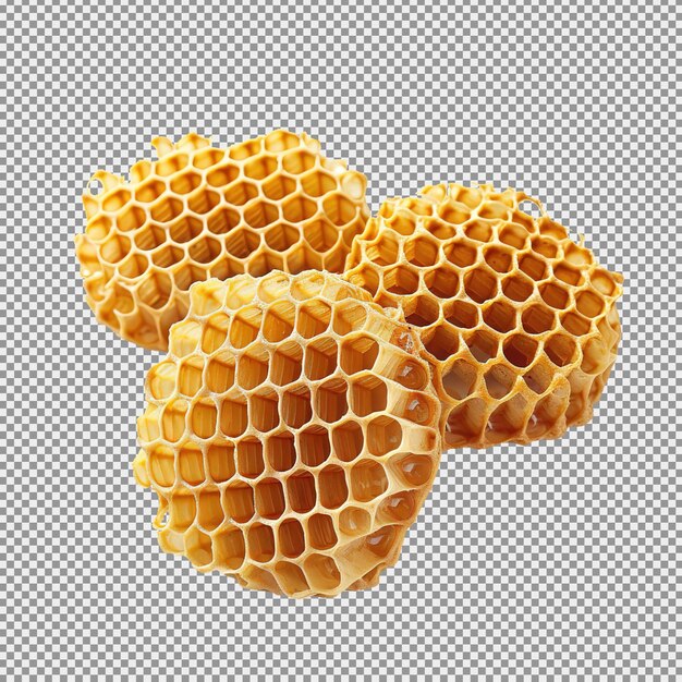 PSD honeycomb pieces honey slice isolated on white background