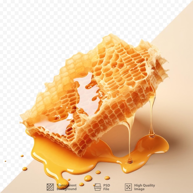 A honeycomb with honey dripping on it