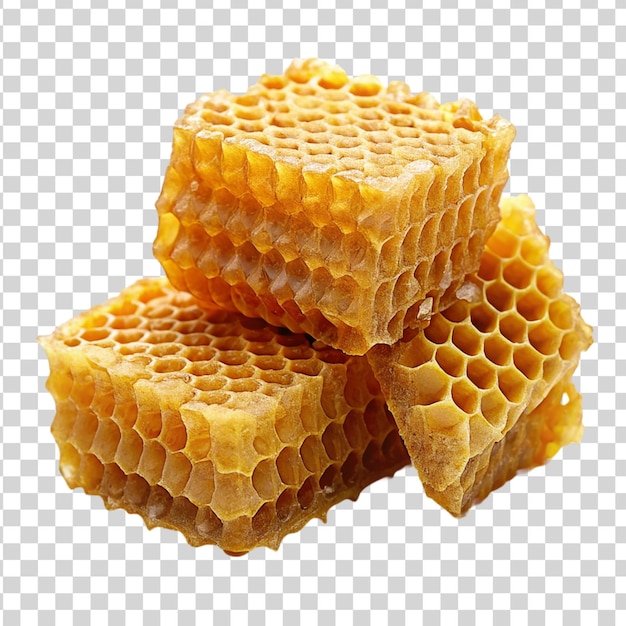 PSD honeycomb with honey isolated on transparent background
