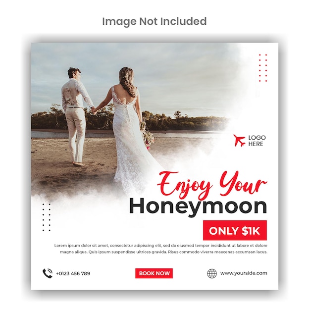 Honeymoon enjoy social media or instagram post template design
